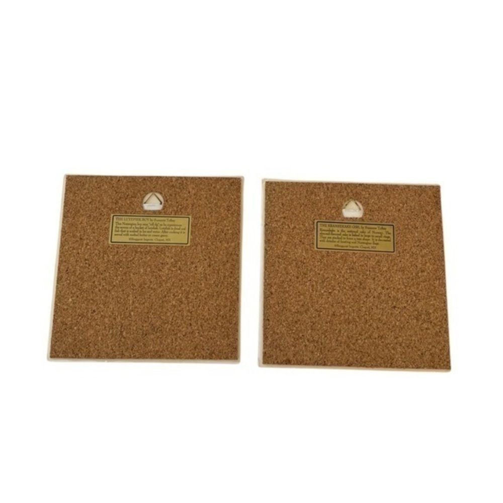 2 x Suzanne Toftey‎ Vintage Norwegian Norsk Traditional Ceramic Trivet Plaques - Picture 4 of 7